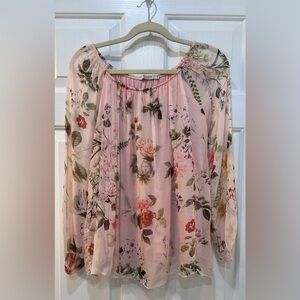 Viola Borghi Woman Size M 100% Silk Blouse Lined Sheer Sleeves Cottagecore Fairy